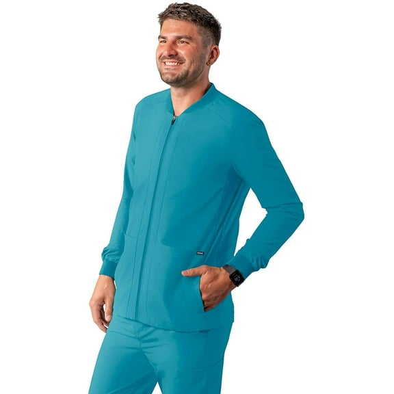 Adar Addition Scrubs for Men - Zippered Bomber Scrub Jacket - A6206 - Teal Blue - XS
