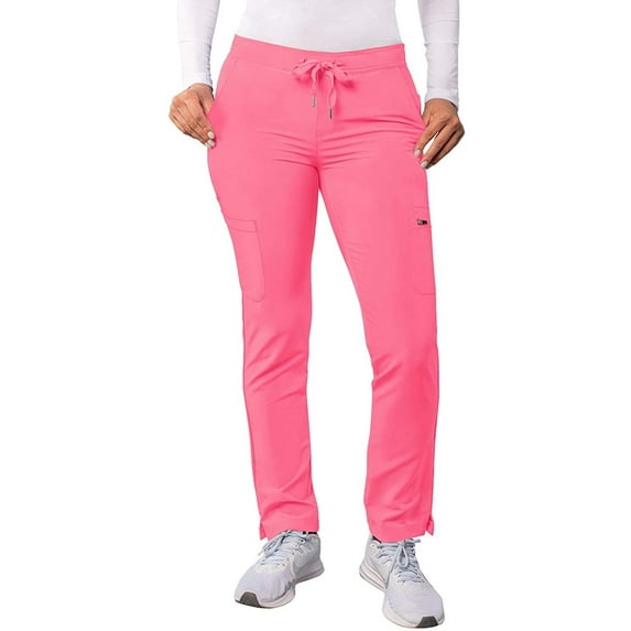 Adar Addition Scrubs for Women - Skinny Leg Cargo Drawstring Scrub Pants - A6104P - Azalea Pink - XXS