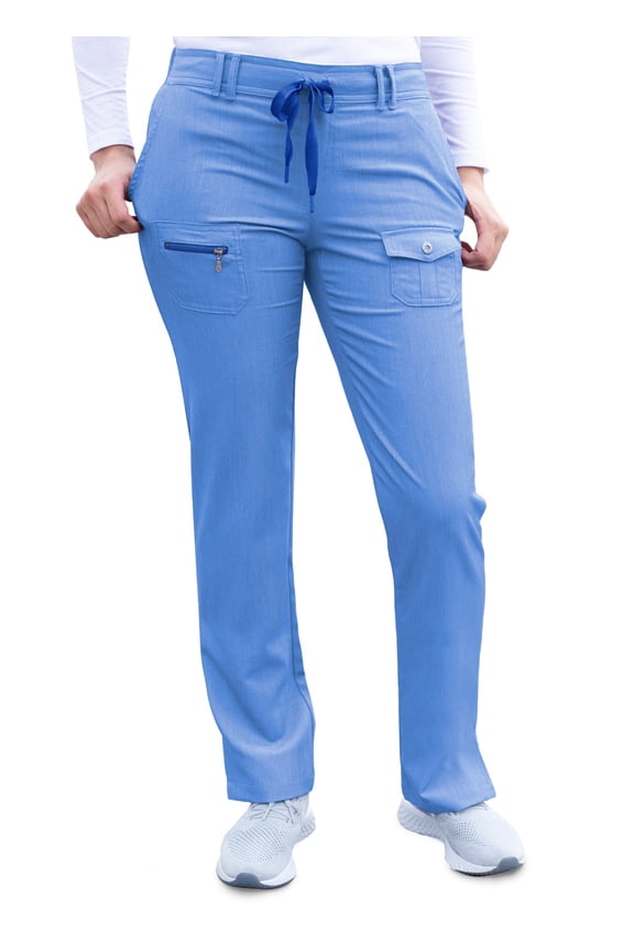 Pro Heather Scrubs For Women - Slim Fit Tapered Scrub Pants - P4100H - Heather French Blue - S