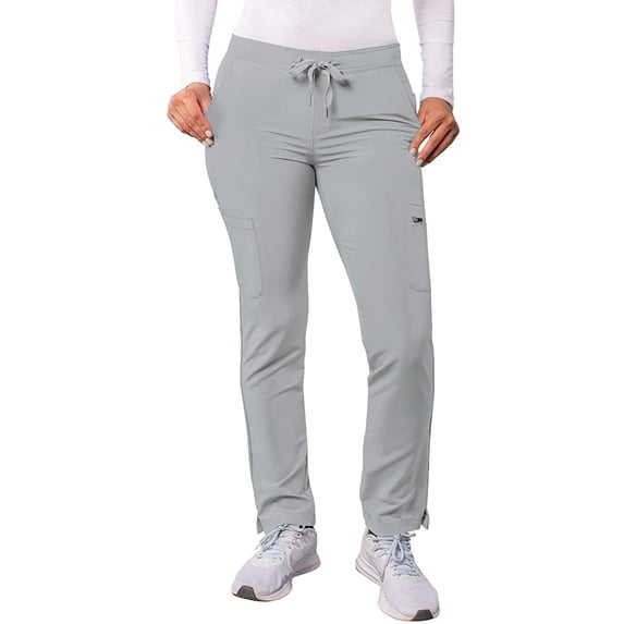 Adar Addition Scrubs for Women - Skinny Leg Cargo Drawstring Scrub Pants - A6104P - Silver Gray - 3X