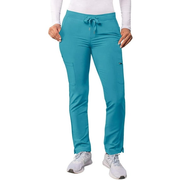 Adar Addition Scrubs for Women - Skinny Leg Cargo Drawstring Scrub Pants - A6104P - Teal Blue - 2X