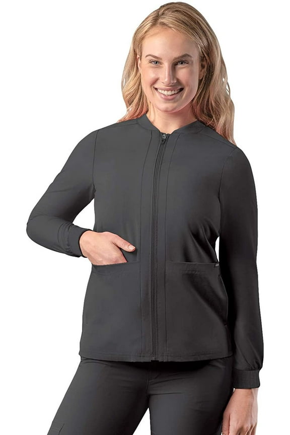 Addition Scrubs for Women - Zippered Bomber Scrub Jacket - A6200 - Pewter - XL