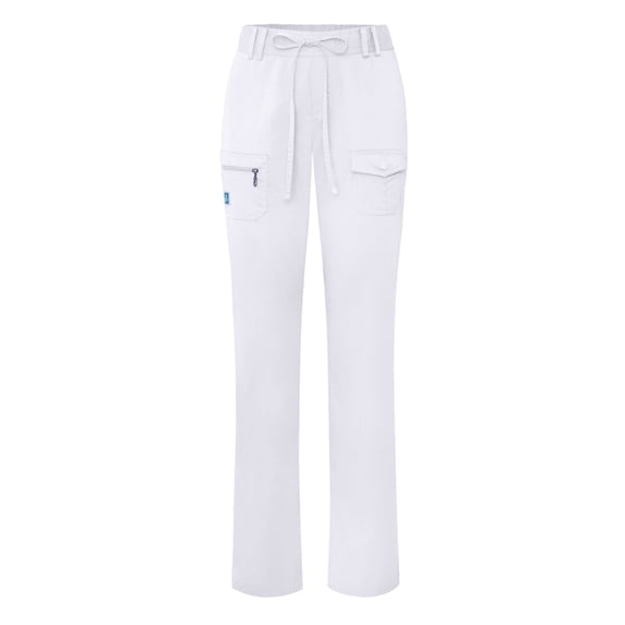 Adar Indulgence Womens Low Rise Tapered Leg 6 Pocket Drawstring Scrub Pants - 4100T - Wht - XS