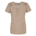 thumbnail image 1 of Adar Medical Women's Scoop Neck Smocked Solid Top - 627 - Khaki - S, 1 of 4