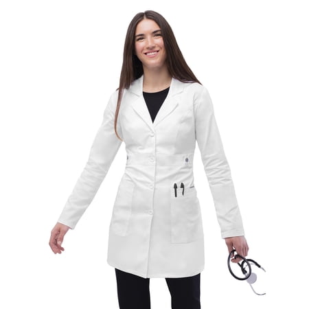 Adar Universal Stretch Lab Coat For Women - 36" Tab-Waist Lab Coat - 3304 - White - 3X
