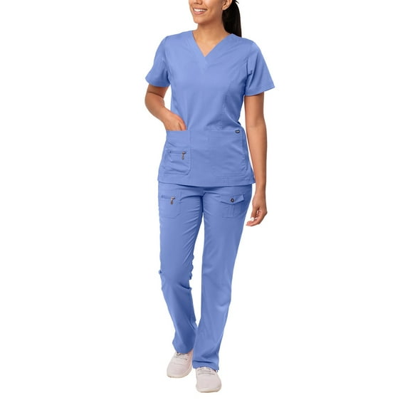 Adar Pro Breakthrough Plus Scrub Set For Women - Enhanced V-Neck Top & Multi Pocket Pants - Petite / Tall