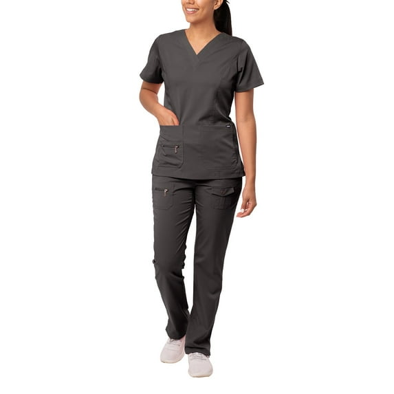 Adar Pro Breakthrough Plus Scrub Set For Women - Enhanced V-Neck Top & Multi Pocket Pants - Petite / Tall
