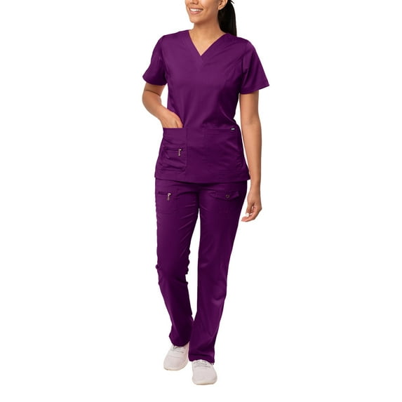 Adar Pro Breakthrough Plus Scrub Set For Women - Enhanced V-Neck Top & Multi Pocket Pants