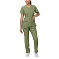 thumbnail image 1 of Adar Pro Heather Breakthrough Plus Scrub Set For Women - Enhanced V-Neck Top & Multi Pocket Pants - 4400H - Heather Olive - L, 1 of 7