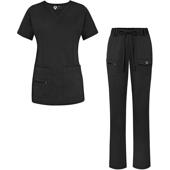 Adar Pro Breakthrough Plus Scrub Set For Women - Enhanced V-Neck Top & Multi Pocket Pants