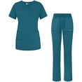 thumbnail image 1 of Adar Pro Breakthrough Plus Scrub Set For Women - Enhanced V-Neck Top & Multi Pocket Pants - 4400 - Caribbean Blue - XL, 1 of 7