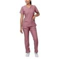 thumbnail image 1 of Adar Pro Heather Breakthrough Plus Scrub Set For Women - Enhanced V-Neck Top & Multi Pocket Pants - 4400H - Heather Wine - S, 1 of 7