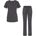 thumbnail image 1 of Adar Pro Breakthrough Plus Scrub Set For Women - Enhanced V-Neck Top & Multi Pocket Pants - 4400 - Pewter - XXS, 1 of 7