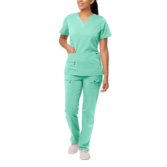 Adar Pro Breakthrough Plus Scrub Set For Women - Enhanced V-Neck Top & Multi Pocket Pants
