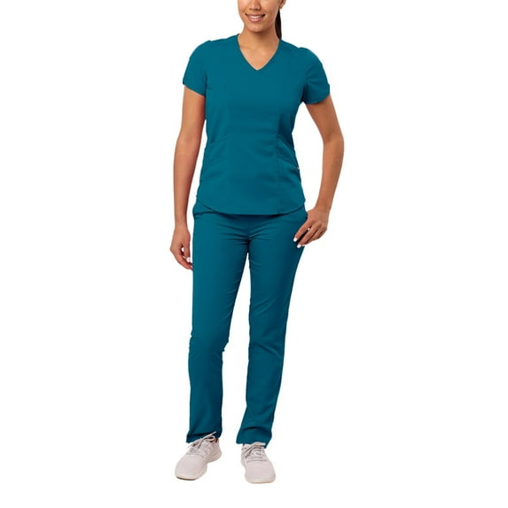 Adar Pro Core Classic Scrub Set For Women - Tailored V-Neck Scrub Top & Tailored Yoga Scrub Pants