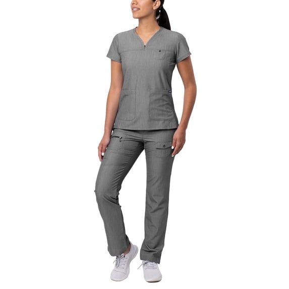 Adar Pro Everyday Expert Scrub Set For Women - Curved V-Neck Scrub Top & Tapered Drawstring Scrub Pants