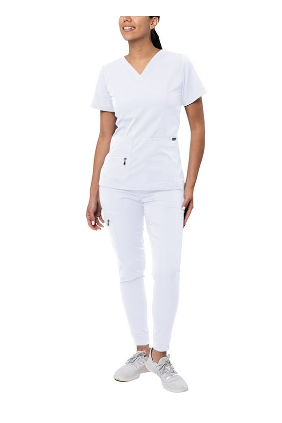 Pro Flawless Plus Scrub Set For Women - Elevated V-Neck Top & Jogger Scrub Pants