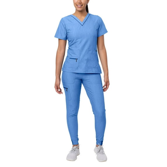 Adar Pro Flawless Plus Scrub Set For Women - Elevated V-Neck Top & Jogger Scrub Pants