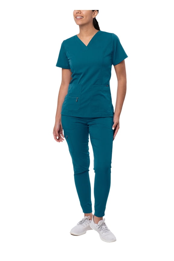 Pro Flawless Plus Scrub Set For Women - Elevated V-Neck Top & Jogger Scrub Pants