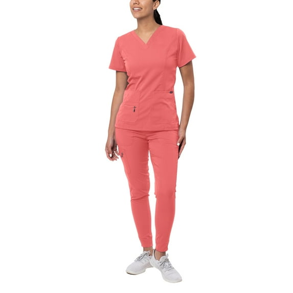 Adar Pro Flawless Plus Scrub Set For Women - Elevated V-Neck Top & Jogger Scrub Pants