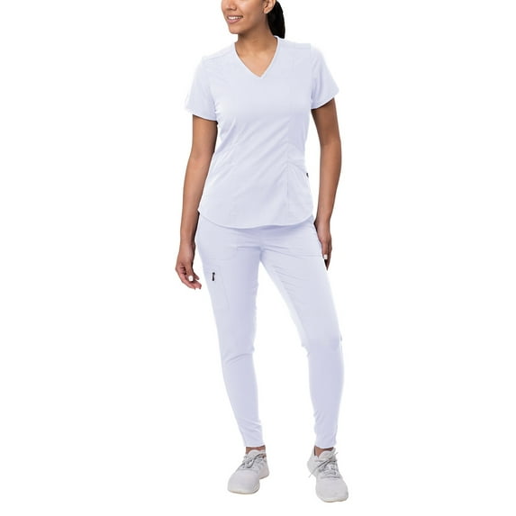 Adar Pro Modern Athletic Scrub Set For Women - Modern V-Neck Scrub Top & Yoga Jogger Scrub Pants