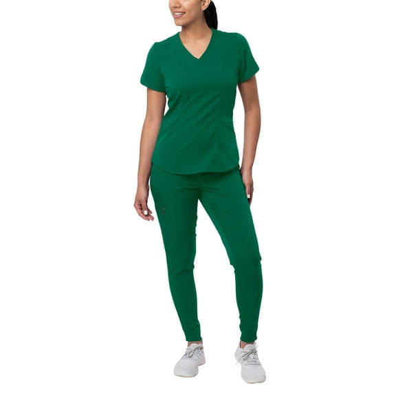 Adar Pro Modern Athletic Scrub Set For Women - Modern V-Neck Scrub Top & Yoga Jogger Scrub Pants