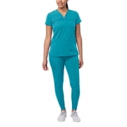 Adar Pro Movement Booster Scrub Set For Women - Sweetheart V-Neck Scrub Top & Yoga Jogger Scrub Pants - P9400 - Teal Blue - L