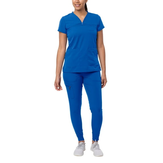 Adar Pro Movement Booster Scrub Set For Women - Sweetheart V-Neck Scrub Top & Yoga Jogger Scrub Pants - P9400 - Royal Blue - 3X
