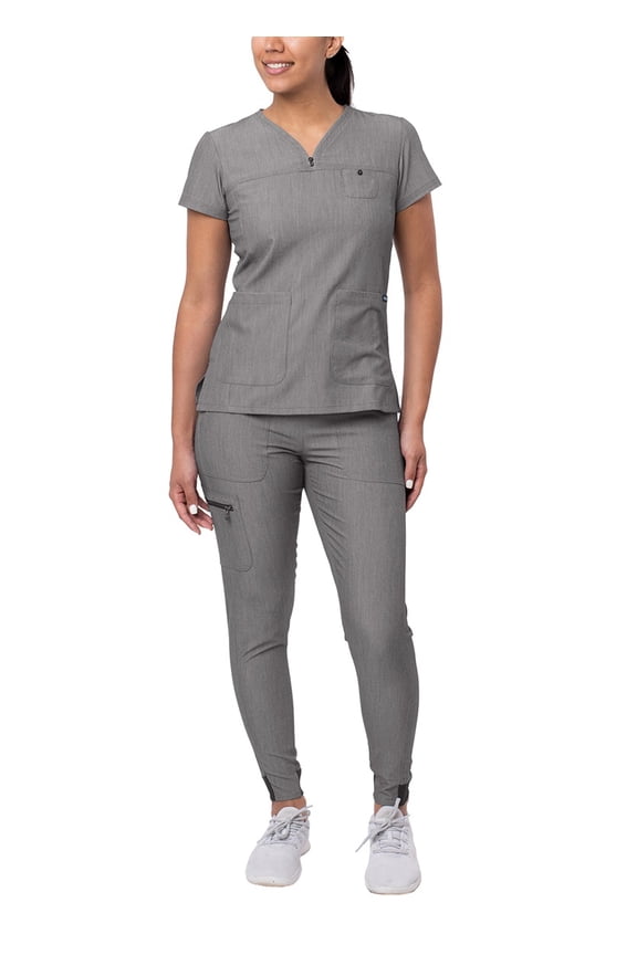 Pro Movement Booster Scrub Set For Women - Sweetheart V-Neck Scrub Top & Yoga Jogger Scrub Pants