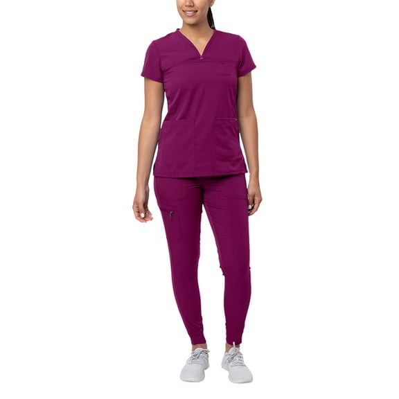 Adar Pro Movement Booster Scrub Set For Women - Sweetheart V-Neck Scrub Top & Yoga Jogger Scrub Pants