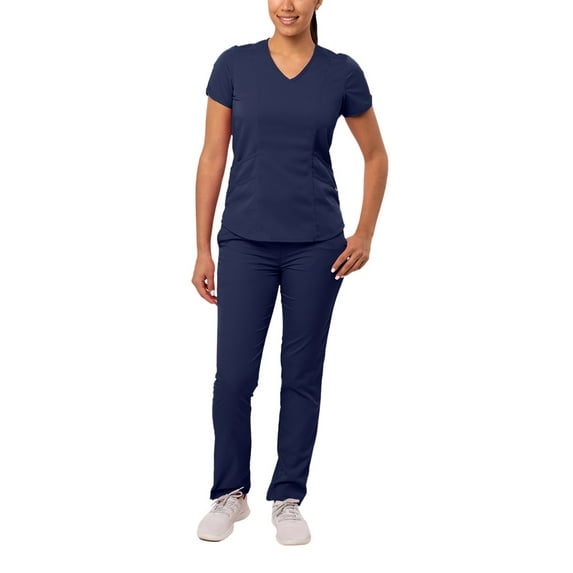Adar Pro Scrub Set for Women - Tailored V-Neck Scrub Top & Tailored Yoga Scrub Pants - P9100 - Rich Navy - XL