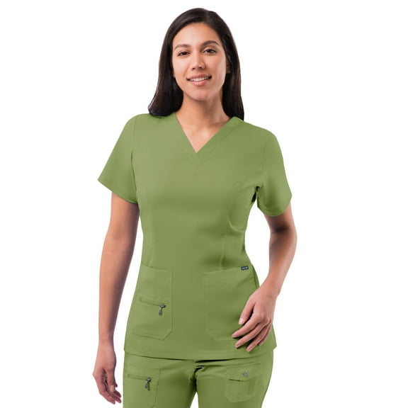Adar Pro Scrubs For Women - Elevated V-Neck Scrub Top - P4212 - Spring Leaf - XXS