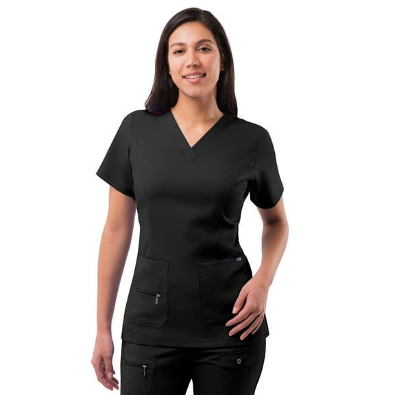 Adar Pro Scrubs For Women - Elevated V-Neck Scrub Top - P4212 - Black - XL