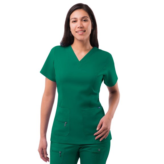 Adar Pro Scrubs For Women - Elevated V-Neck Scrub Top - P4212 - Hunter Green - L