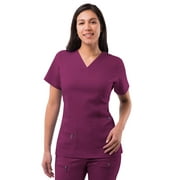 Adar Pro Scrubs For Women - Elevated V-Neck Scrub Top - P4212 - Wine - XXS