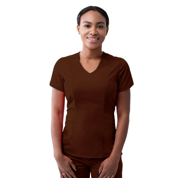 Adar Pro Scrubs For Women - Modern V-Neck Scrub Top - P7002 - Coffee - XL