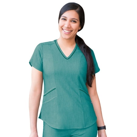 Adar Pro Scrubs For Women - Modern V-Neck Scrub Top - P7002 - Heather Hunter - M