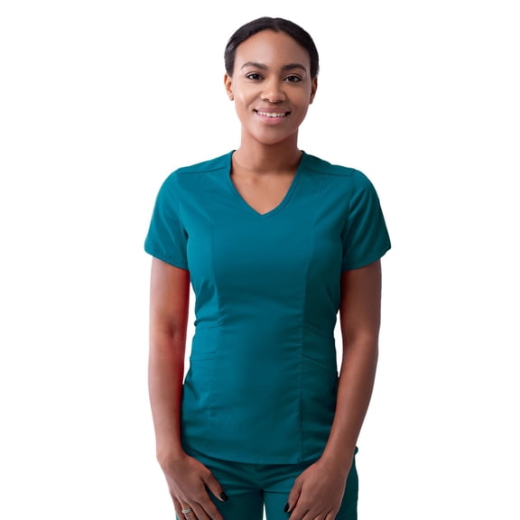 Adar Pro Scrubs For Women - Modern V-Neck Scrub Top - P7002 - Caribbean Blue - 3X