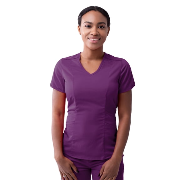 Adar Pro Scrubs For Women - Modern V-Neck Scrub Top - P7002 - Eggplant - 2X