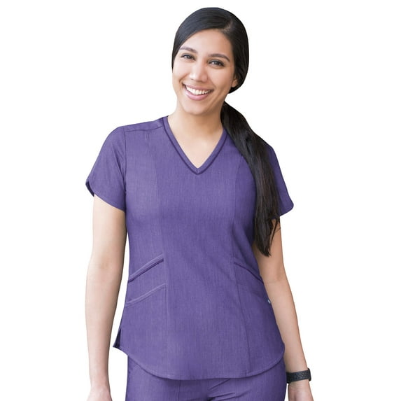 Adar Pro Heather Scrubs For Women - Modern V-Neck Scrub Top - P7002H - Heather Grape - 3X