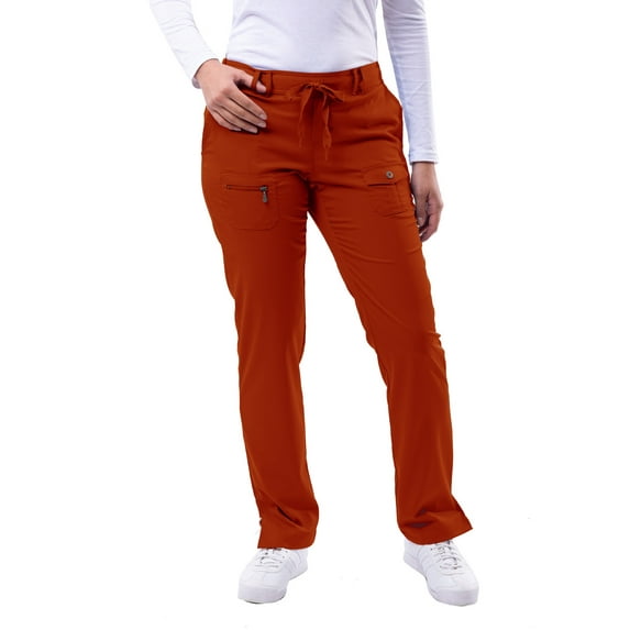 Adar Pro Scrubs For Women - Skinny Leg Yoga Scrub Pants - P4100 - Red Ochre - S