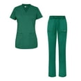 thumbnail image 1 of Adar Scrub Set for Women - Curved V-Neck Scrub Top & Tapered Drawstring Scrub Pants - 4402 - HGR - 2X Hunter Green, 1 of 7
