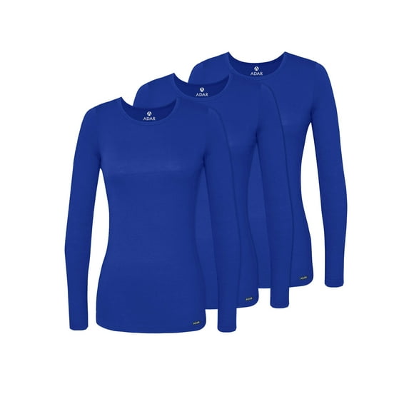 Adar Underscrubs for Women 3 Pack - Long Sleeve Underscrub Comfort Tee - 2903 - Royal Blue - L