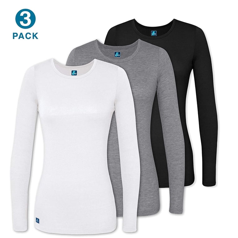 Adar Underscrubs for Women 3 Pack - Long Sleeve Underscrub Comfort