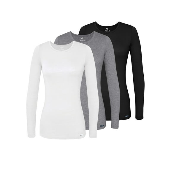 Adar Underscrubs for Women 3 Pack - Long Sleeve Underscrub Comfort Tee