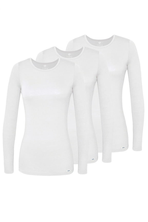 Underscrubs for Women 3 Pack - Long Sleeve Underscrub Comfort Tee - 2903 - White - M