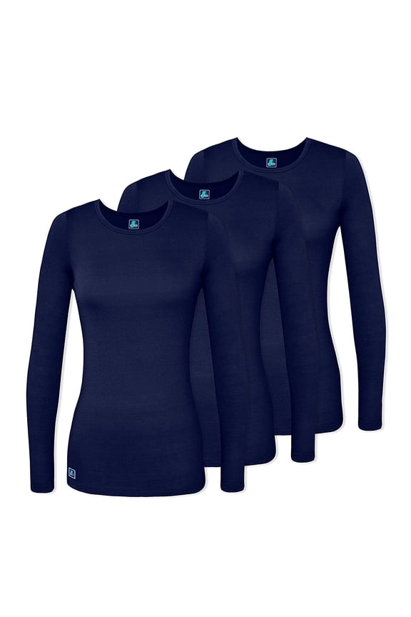 Underscrubs for Women 3 Pack - Long Sleeve Underscrub Comfort Tee - 2903 - Navy - M