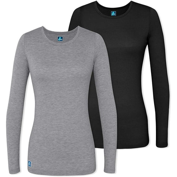 Adar Underscrubs for Women Multi Color 2 Pack - Long Sleeve Underscrub Comfort Tee