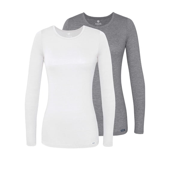 Adar Underscrubs for Women Multi Color 2 Pack - Long Sleeve Underscrub Comfort Tee