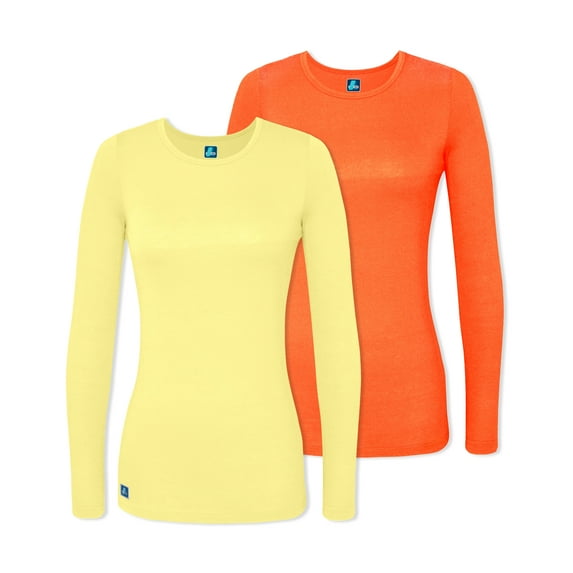 Adar Underscrubs for Women Multi Color 2 Pack - Long Sleeve Underscrub Comfort Tee